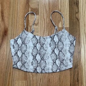 Forever 21 Snake Print Crop Top - Gray and White